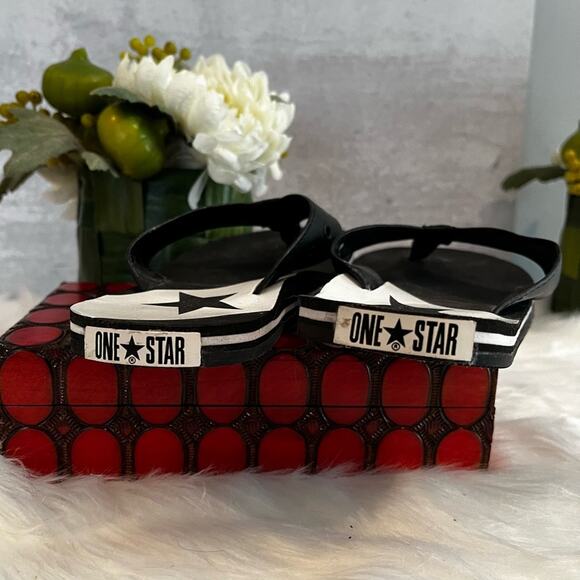 Converse All Star Flip Flops Black White Sz 5-6 NEW AS IS - Picture 7 of 13